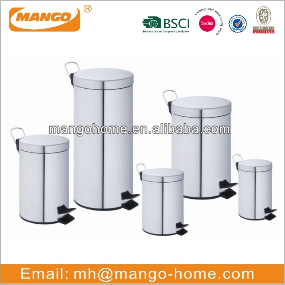 Wholesale Basic Household Stainless Steel Dust Bin Recycle Bin Rubbish Waste Bin 3L/5L/7L/12L/20L/30L/40L