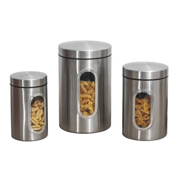 Airtight Tea Coffee Sugar Stainless Steel Kitchen Canister