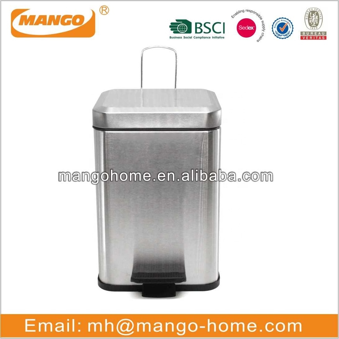 Rectangular Stainless Steel Step Trash Can Garbage Rubbish Waste Dust Bin with Removable Inner Wastebasket for Bathroom