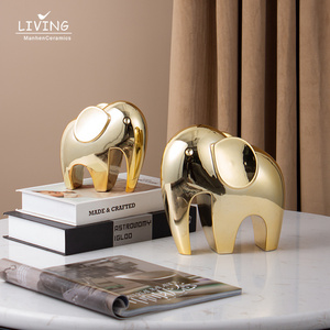 Interior Modern Nordic Table Living Room Luxury Gold Luxury Ceramic Ornament Elephant Art Statue Animal Home Decoration