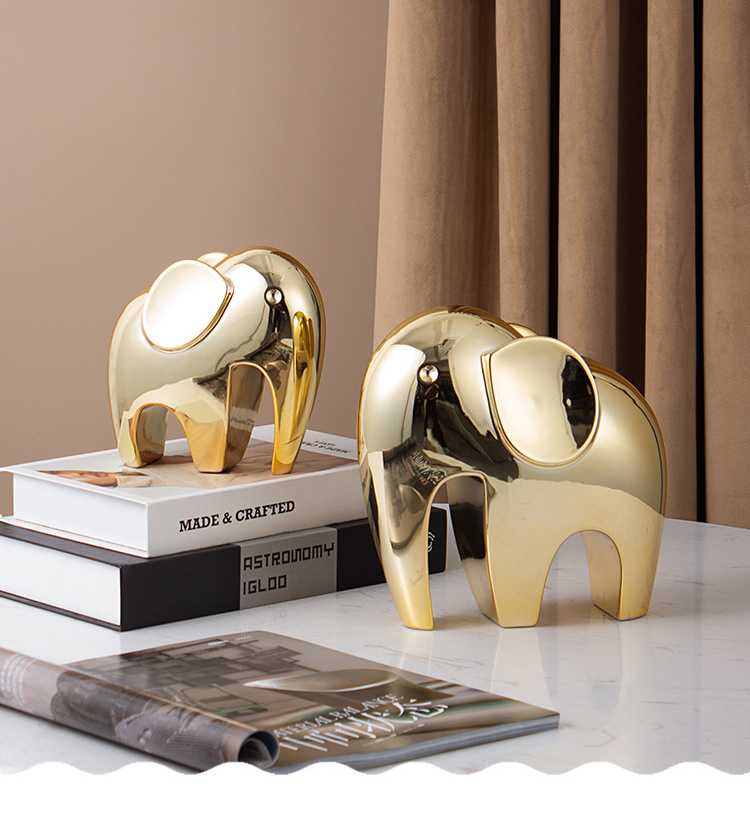 Interior Modern Nordic Table Living Room Luxury Gold Luxury Ceramic Ornament Elephant Art Statue Animal Home Decoration