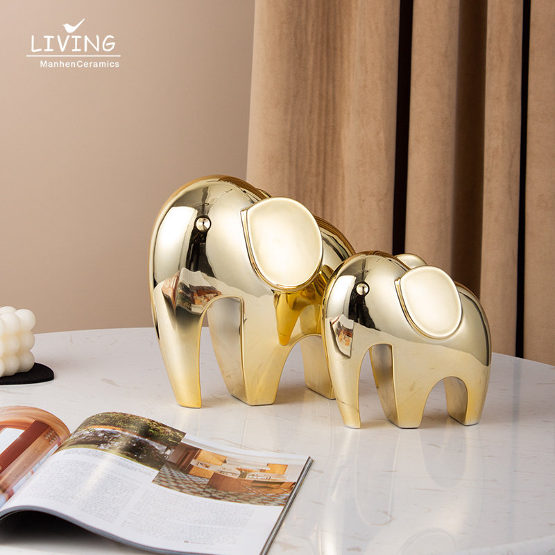 Interior Modern Nordic Table Living Room Luxury Gold Luxury Ceramic Ornament Elephant Art Statue Animal Home Decoration