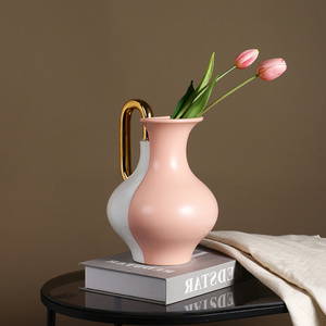 Elephant Shape White Pink Matt Ceramic Decor Table Vase Home Decor Porcelain Decoration Flower Vase