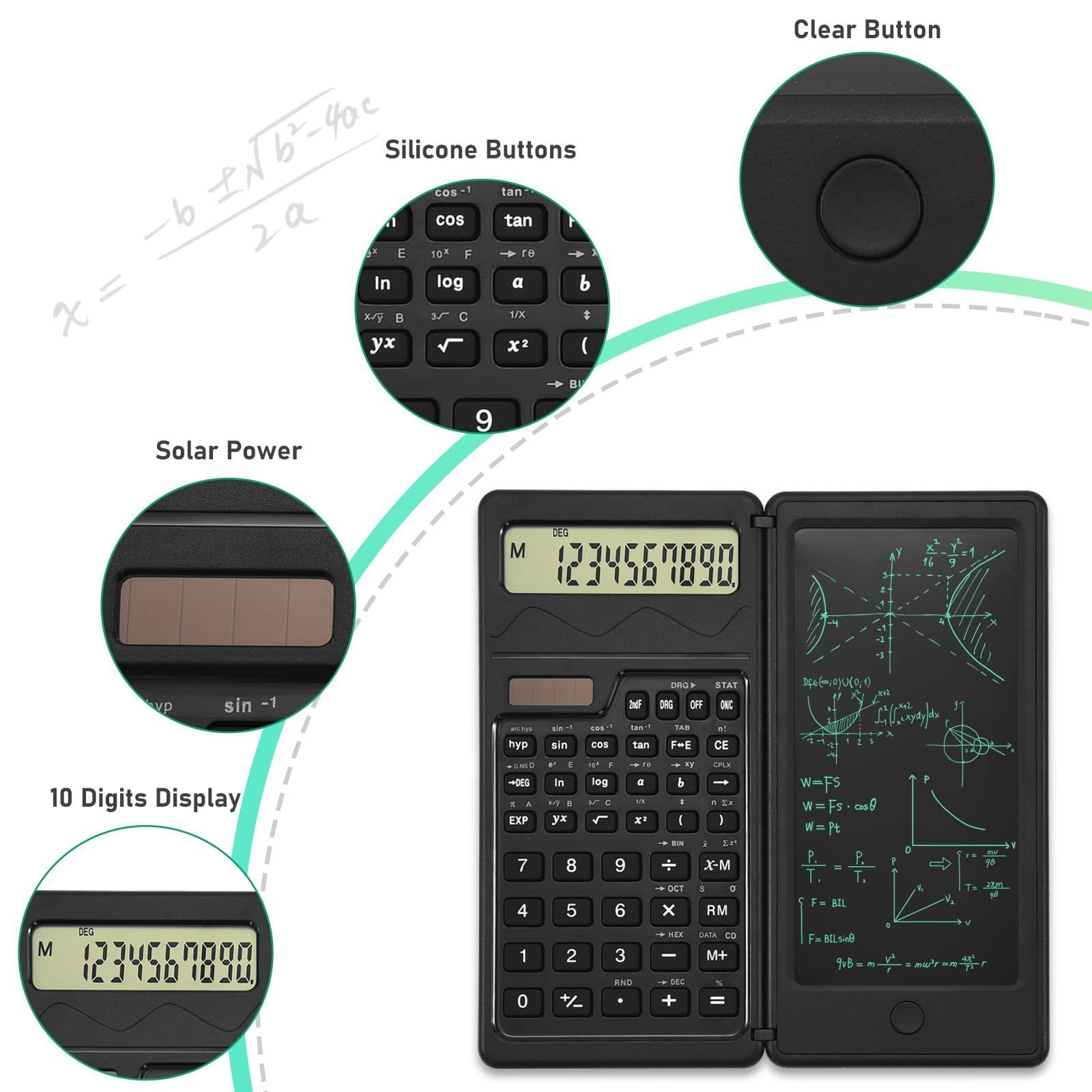 Portable Foldable digital desk eletronic Scientific calculator with lcd writing tablet for school College