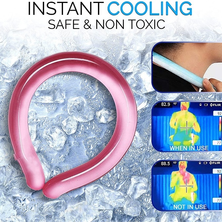 Reusable Automatic Ice Cooling Neck Wrap Portable Cooler Neck Ring Cold Gel Pack Wearable PCM Neck Cooling Tube