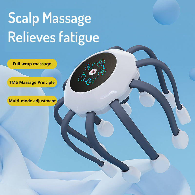 Electric Head Vibration Full Body Relax Scalp Massage Promotes Blood Circulation Relieves Fatigue Octopus Head Massager