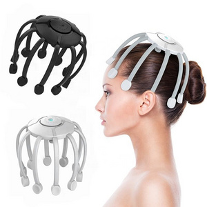 360 Degree Tms Vibrating 10 Silicone Finger Stress Relief Electric Head Massage Machine Octopus Head Smart Scalp Massager