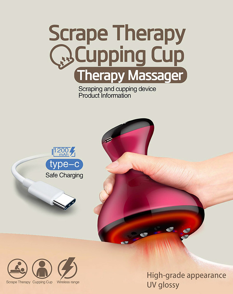 Electric Vacuum Red Light Heated Cupping Body Gua Sha Tools Electric Cupping Therapy Device Smart Cupping Therapy Massager