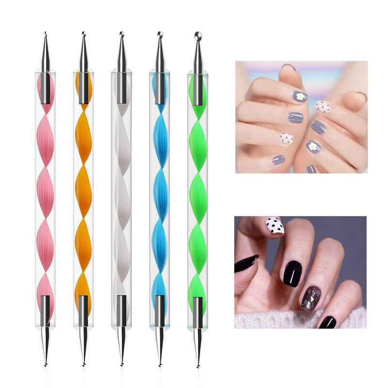 5Pcs/Set Nail Art Design Dot Pen UV Gel Painting Drawing Polish Brush Dotting Tools Set Embossing Stylus for Painting