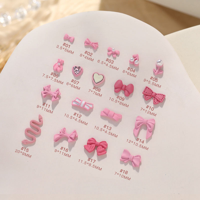 3D Pink Nail Charms  Butterflies Bow Tie Nail Manicure Decorations for Women