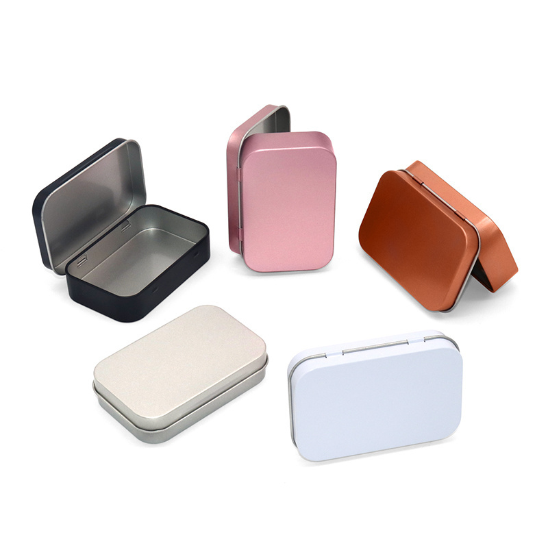 custom hinge tin box Packaging Breath Mint Small Metal Case Rectangular Tin Box with hinge