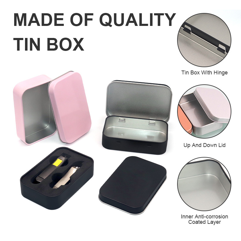 custom hinge tin box Packaging Breath Mint Small Metal Case Rectangular Tin Box with hinge