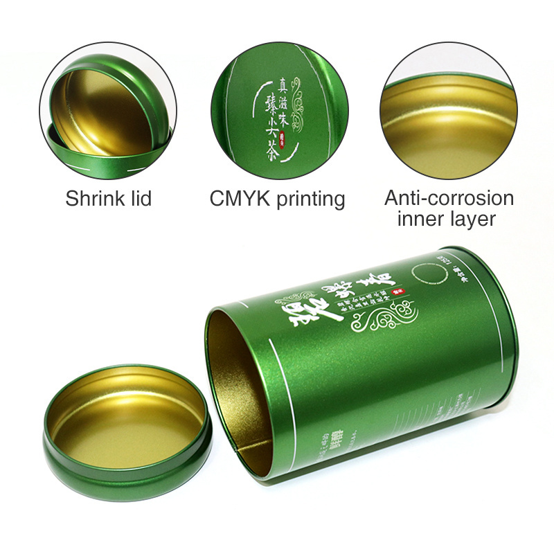 tea tin container custom print empty airtight round coffee tea metal coffee tin can packaging