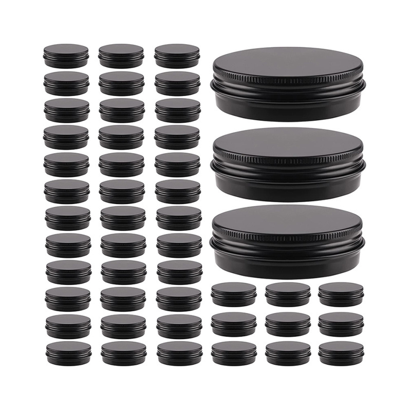 Wholesale Black Round Metal Tins Case Food Grade Candle Containers Small Candle Tins With Screw Tops