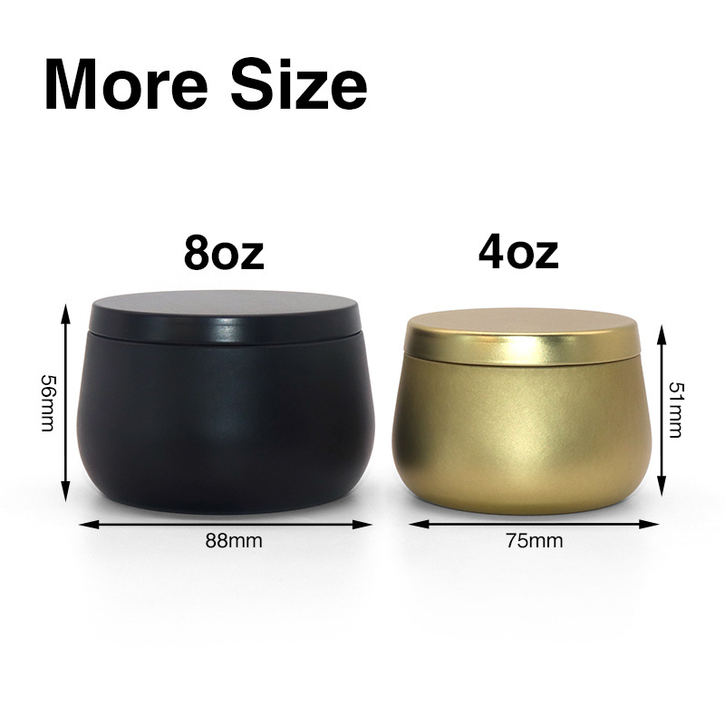 Hot Sale 8 oz Empty Small Round Seamless Metal Tin Can Gift Packaging Container Making White Candle Tins