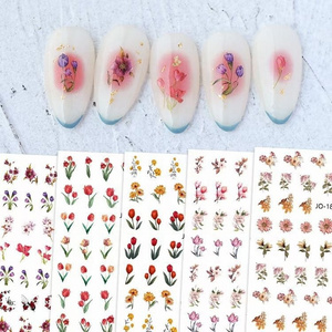 spring and summer small flowers tulips rainbow cartoon clouds 3D DIY Nail Sticker decals Jewelry Decoration