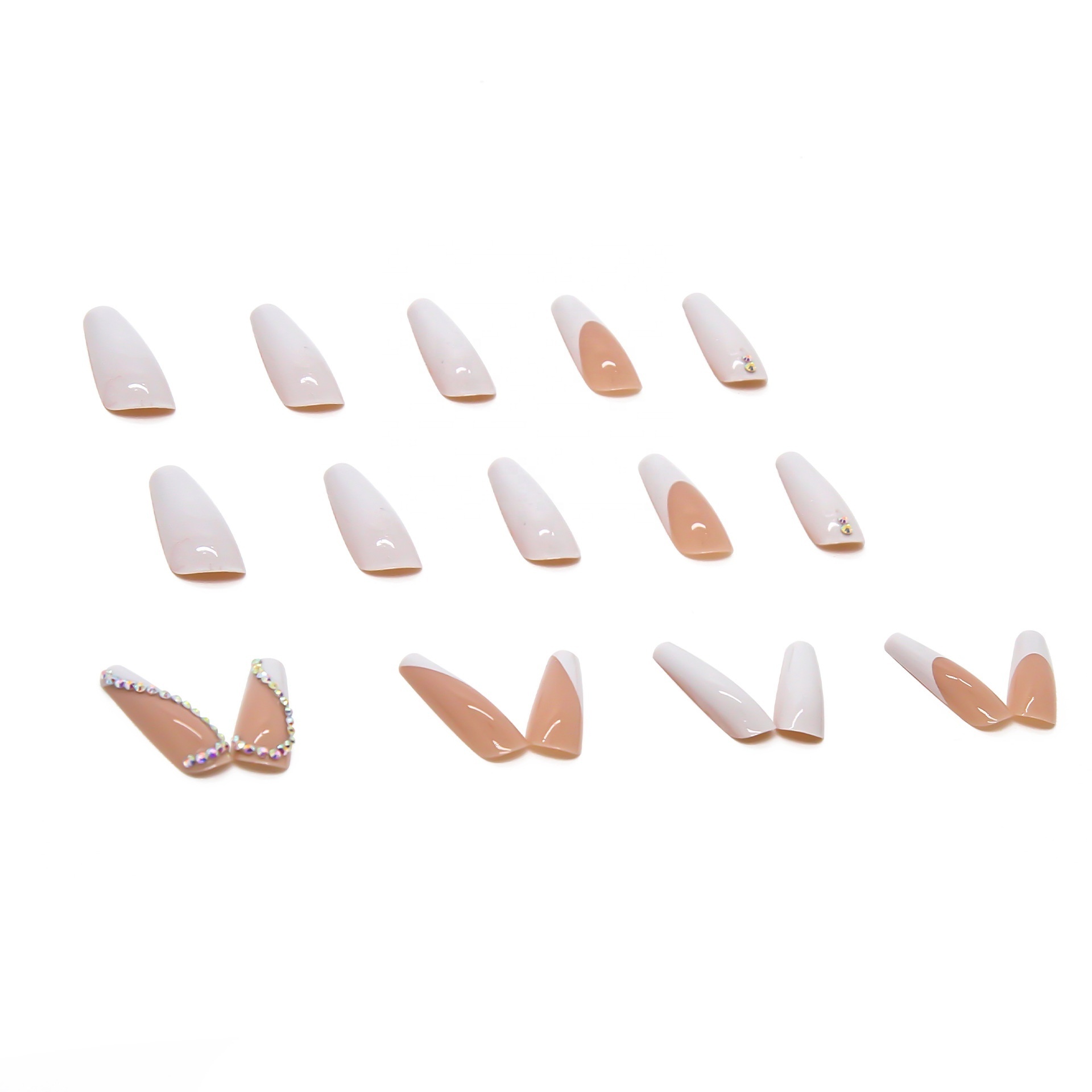 Super Long Coffin False Nail Ballet Long  French FakeNail Stickers Removable press on nail tips full cover nail tips