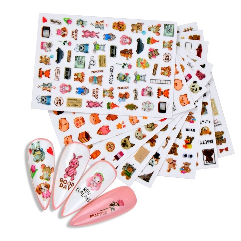 Cute cartoon straps glue love fruit nail stickers eyes flowers plants fruit animals stickers nail art charms jewelry decoration