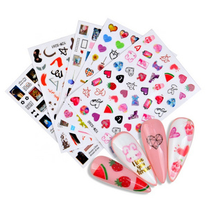 Cute cartoon straps glue love fruit nail stickers eyes flowers plants fruit animals stickers nail art charms jewelry decoration