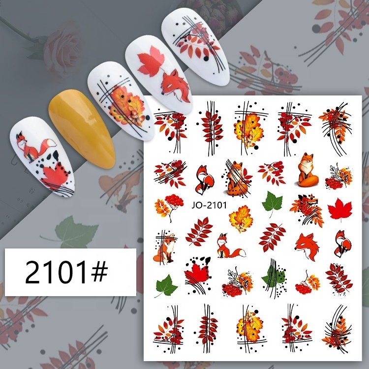 Cute cartoon straps glue maple leaf nail stickers flowers plants maple leaf stickers nail art charms jewelry decoration