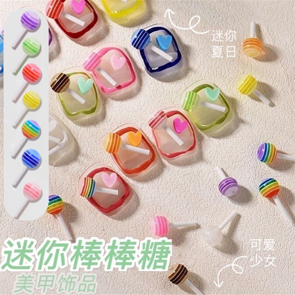 Kawaii Cute Colors Lollipop Resin  nail art Charms Flatback Slime Beads Making Supplies for DIY nail art charms decoration