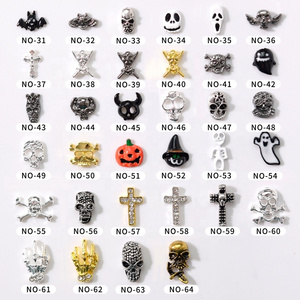 Halloween Rhinestone Skull Ghost Owl Pumpkin Bat 3D DIY Metal Alloy Nail Art Decorations Stickers/Charms for Manicure