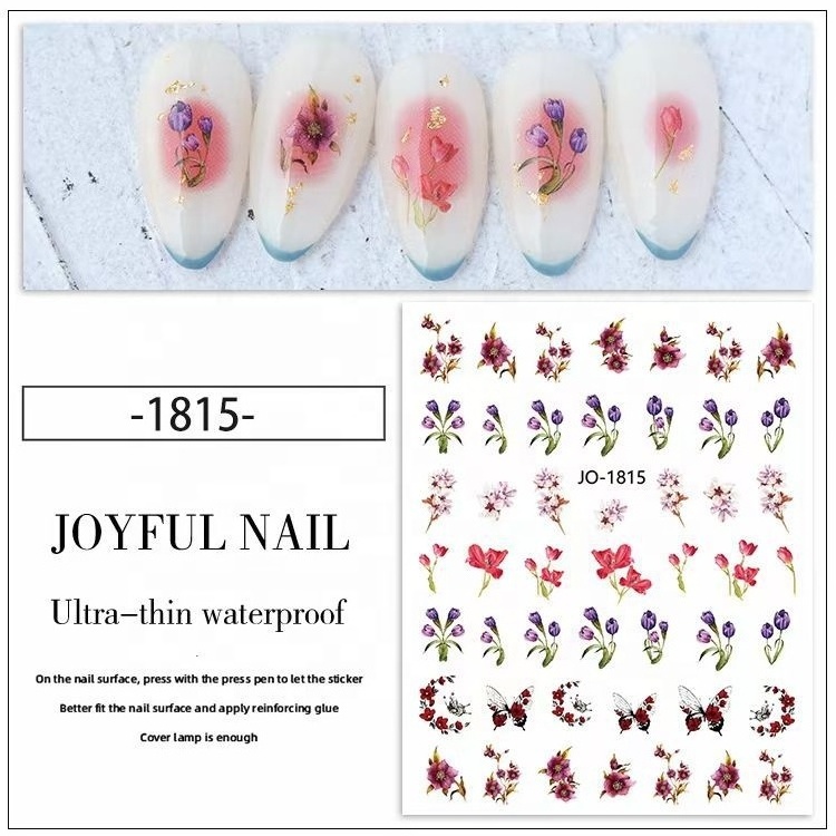 spring and summer small flowers tulips rainbow cartoon clouds 3D DIY Nail Sticker decals Jewelry Decoration