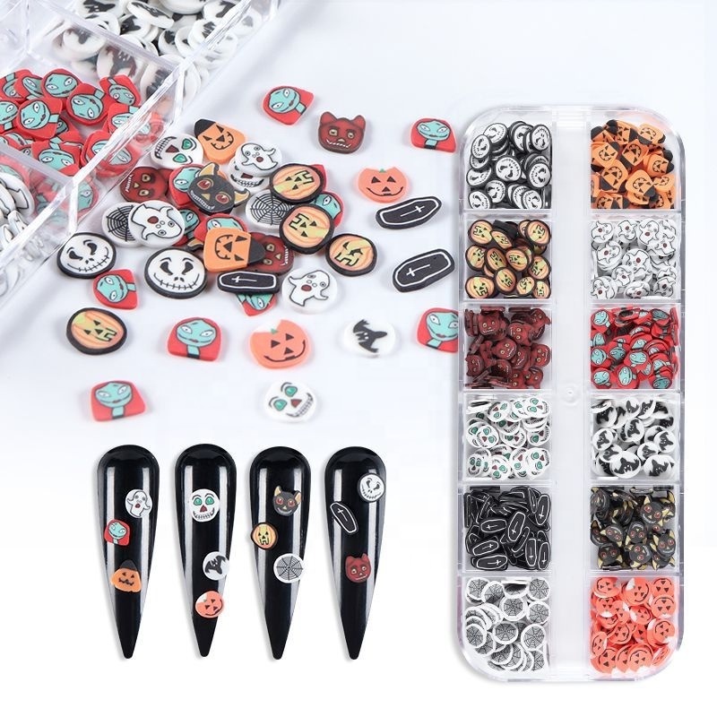 12 grid soft pottery Halloween series boxed color discs dark wind DIY polymer clay sprinkles  nail art jewelry decoration