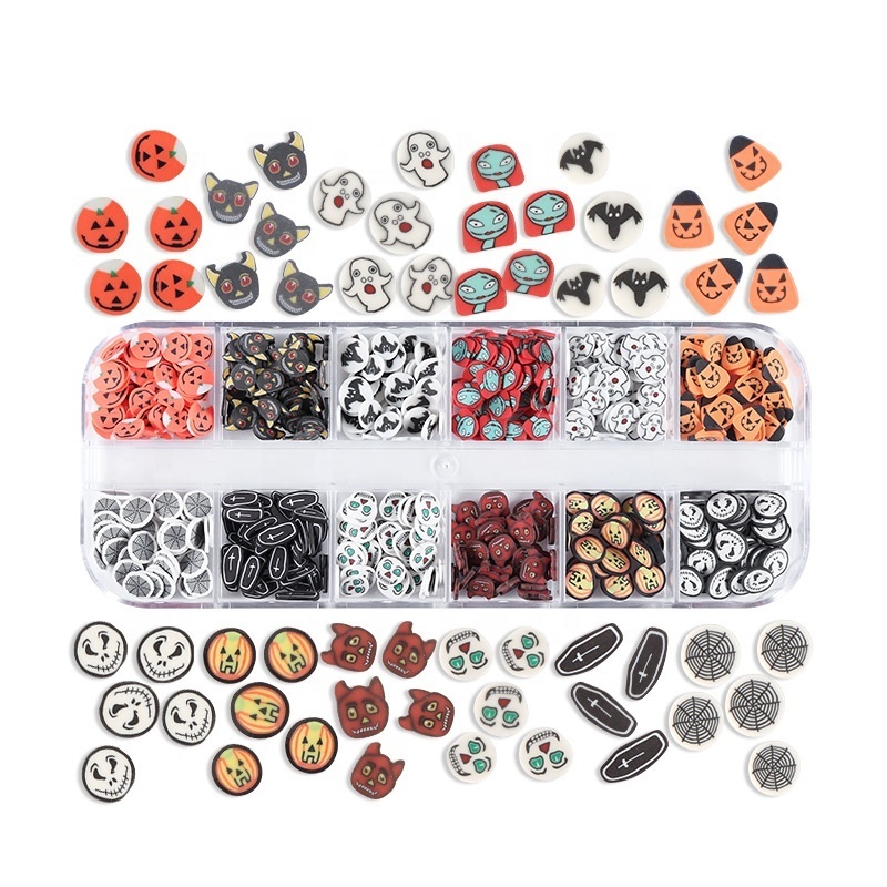 12 grid soft pottery Halloween series boxed color discs dark wind DIY polymer clay sprinkles  nail art jewelry decoration