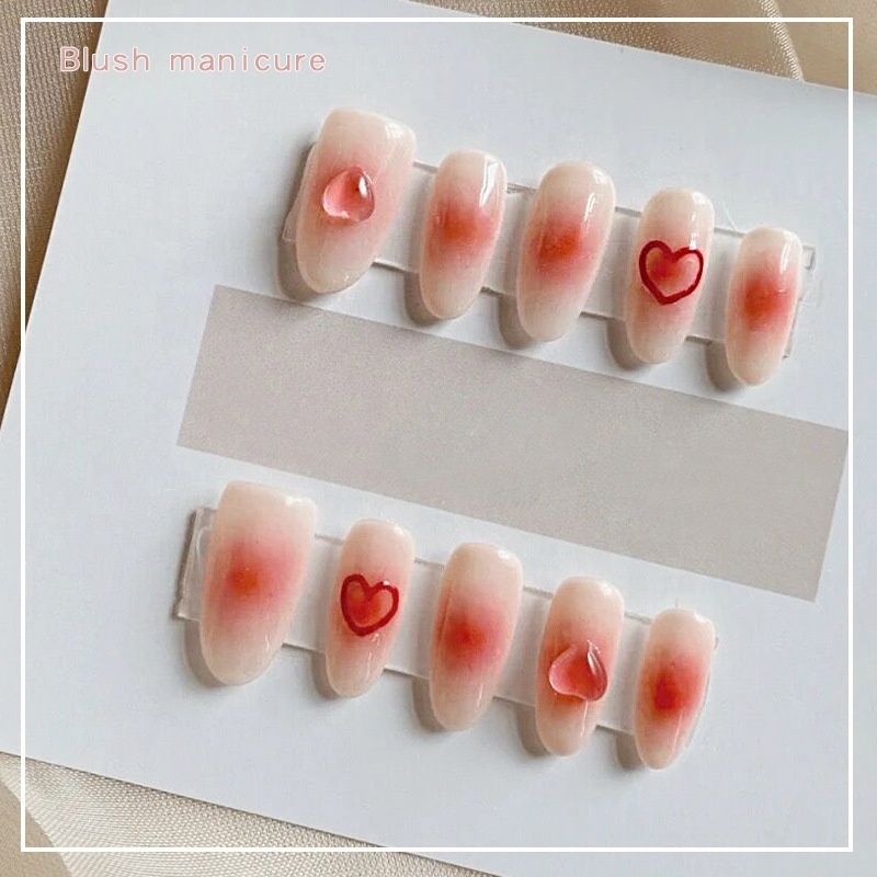 Kawaii 100pcs/pack  heart love resin nail art charm Flat Heart Jelly Blush Heart diy cream glue 3d nail art charm decoration