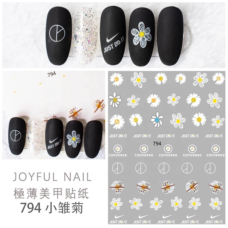 Little Daisy Nail Sticker 3d Tide Brand Big  LOGO Bronzing Nail Sticker Wholesale