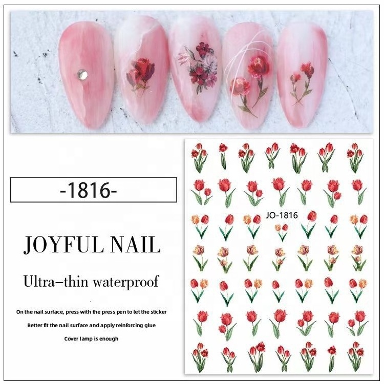 spring and summer small flowers tulips rainbow cartoon clouds 3D DIY Nail Sticker decals Jewelry Decoration