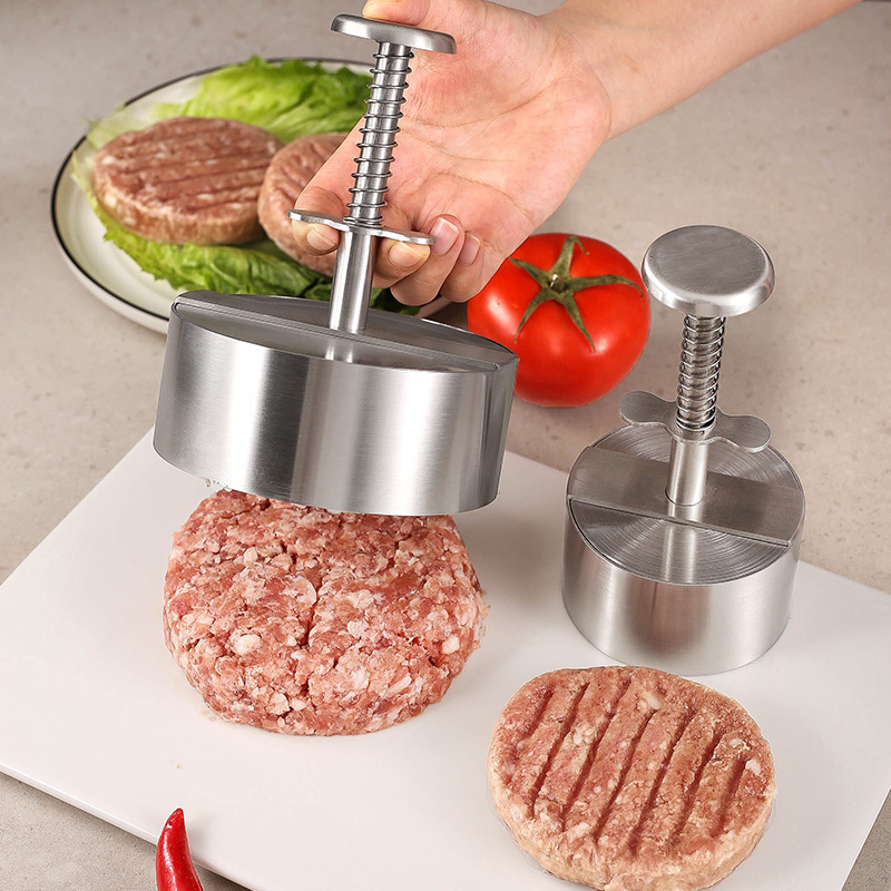 Manjia Adjustment Home Kitchen Stainless Steel Hamburger Patty Maker Cooking Mould Meat Press Burger Press