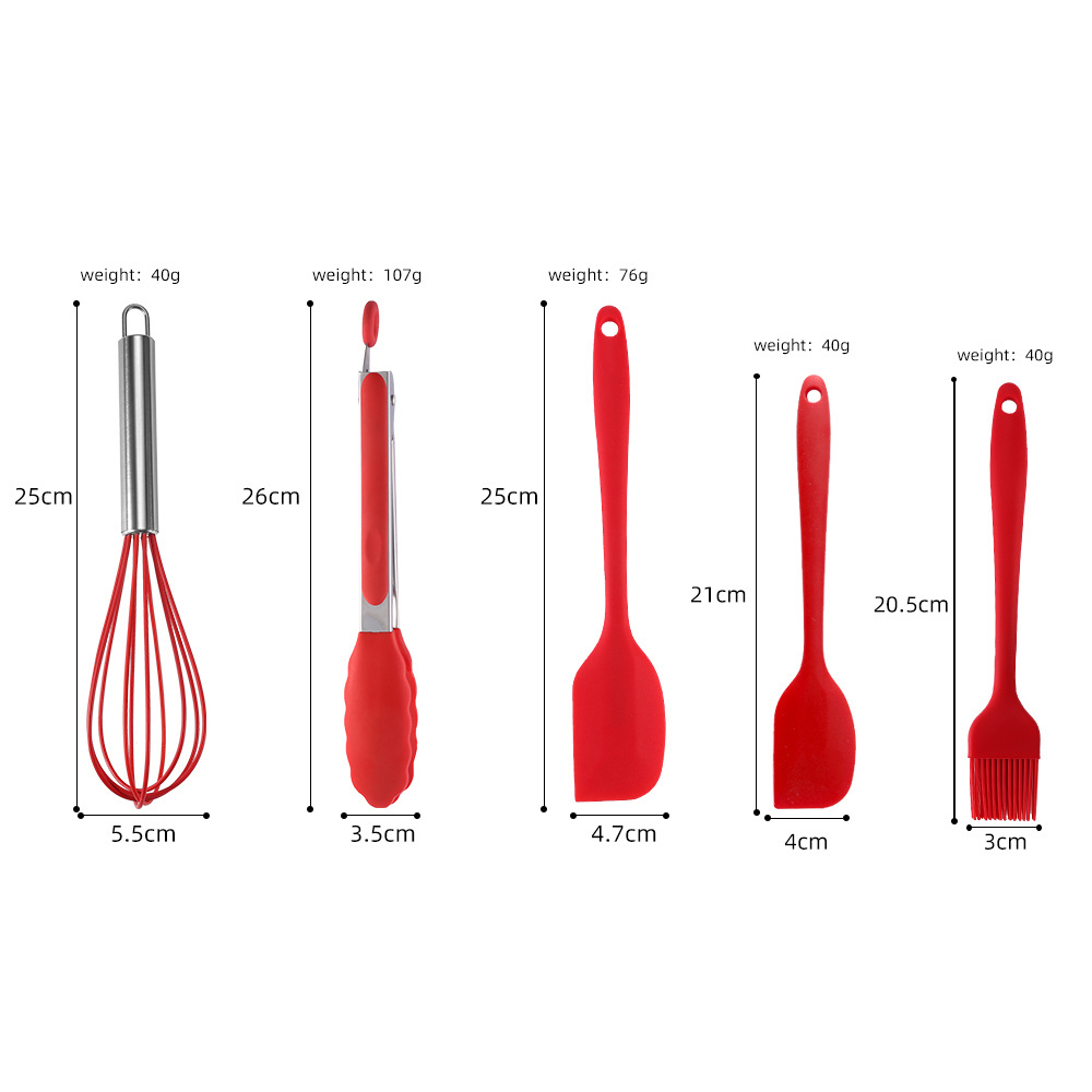 5 pieces set kitchen utensils silicone leaky spade grilling silicone scraper cake tools Baking tools