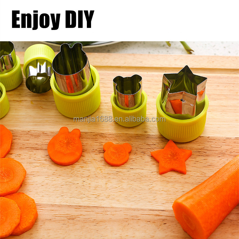 Manjia 20Pcs Stainless Steel Vegetable Cutter Shapes Set Fruit Cookie Stamps Mold Diy Decorative Food Kitchen Baking Tools