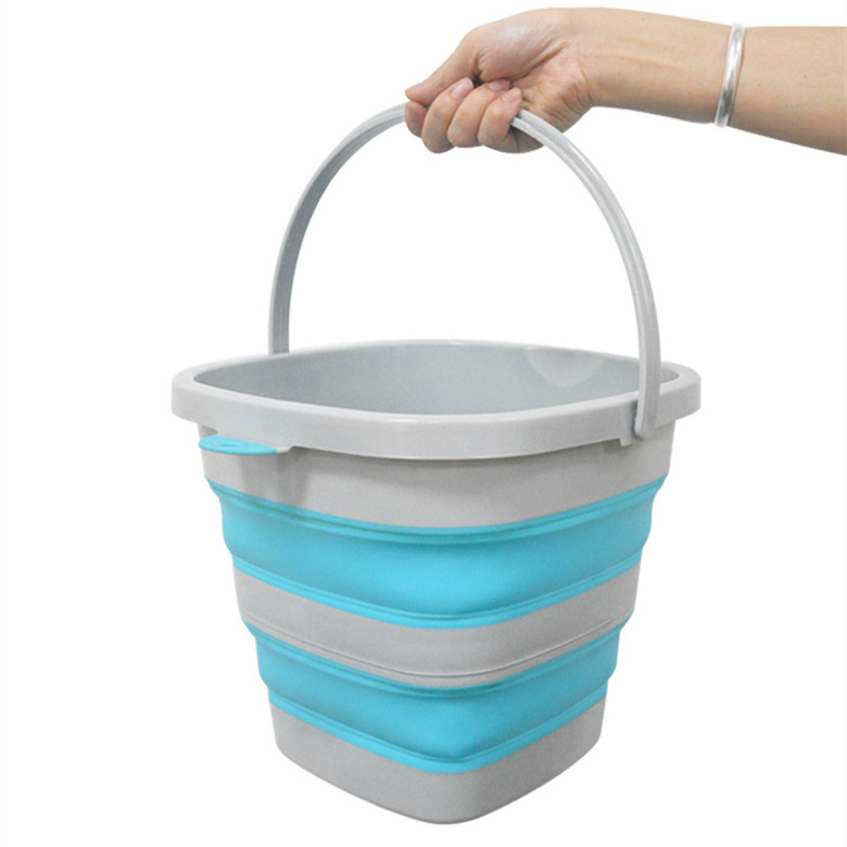 Manjia Collapsible Bucket Plastic Foldable Portable Camping Beach Sand Water Pot Pail for Household Outdoor Car Washing Tub