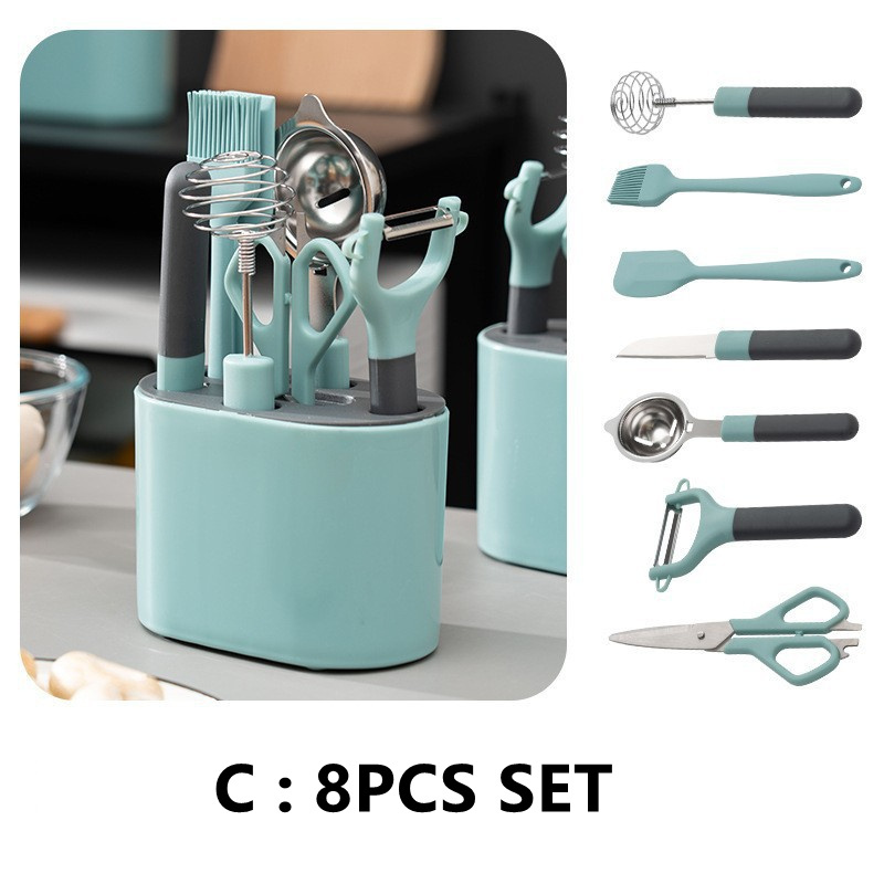 Manjia 5pcs/6pcs/8pcs Stainless Steel Kitchen Tools Set Kitchen Gadgets Set Kitchen Accessories Smart Gadgets with Holder