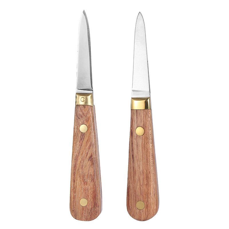 Manjia High Quality Stainless Steel Seafood Tools Wood-handle Opener For Shrimp Lobster oyste Shucking Knife