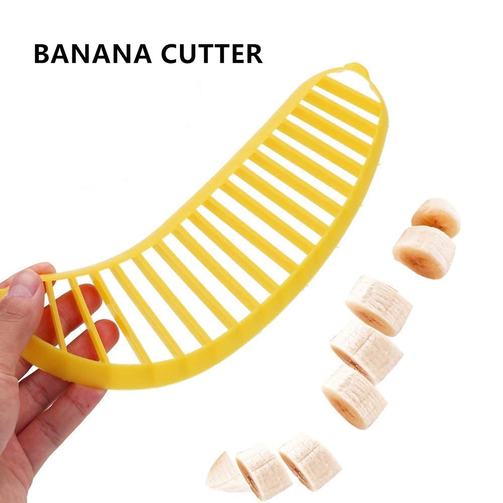 Manjia Banana Slicer Cutters Practical Kitchen Tool Plastic Salad Fruit Peeler Cutter Chopper Easy Banana Slicer