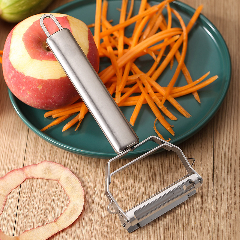 Manjia Stainless Steel Peeler Fruit Vegetable Multifunction Grater Julienne Slice Melon Potato Carrot Cucumber Home Kitchen Tool