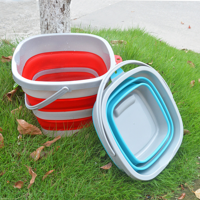 Manjia Collapsible Bucket Plastic Foldable Portable Camping Beach Sand Water Pot Pail for Household Outdoor Car Washing Tub