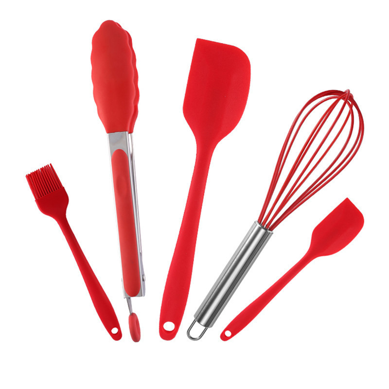 5 pieces set kitchen utensils silicone leaky spade grilling silicone scraper cake tools Baking tools