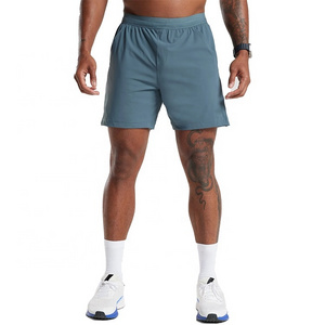 Customized High Quality Lightweight Activewear Slim Fit Split Hem Stretchy Shorts 6"Inseam With String Nylon Elastane Shorts Men