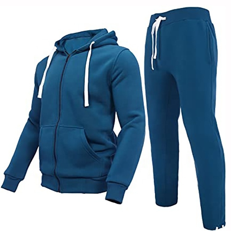 Custom Clothing Manufacturers Wholesale String Blank Tracksuits Cotton And Polyester Zip Up Hood Jogging Sweat Suit