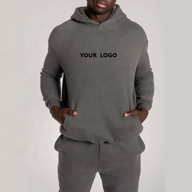 High Quality Men's Oversized Plain Cotton Hoodie Custom Private Logo Cut and Sew Pullover Hoodie and Sweatshirt