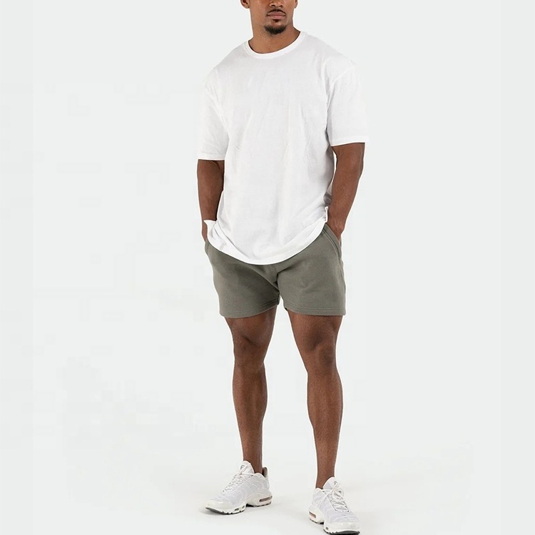 Custom Performance 6 Inch Inseam Plain Blank Elastic Waist Relax Fit Casual Drawstring Shorts Cotton Polyester Fleece Shorts Men