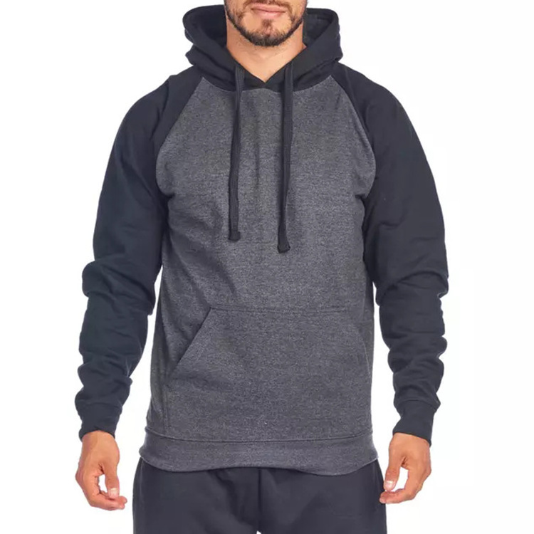 Over Sized Casual Blank Streetwear Running Cut Off Men Long Raglan Sleeve Hoodie With Different Colored Sleeves