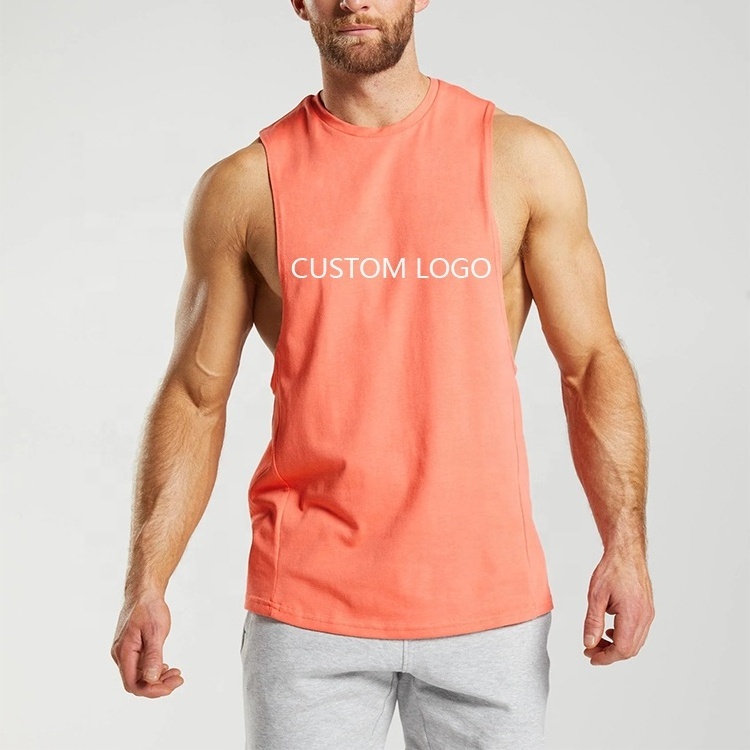 Wholesale Printed Logo Slim Fit Gym Tank Top Breathable Crew Neck Plain 100 Polyester Mesh Fabric Workout Tank Top Men