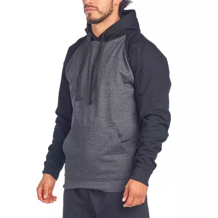 Over Sized Casual Blank Streetwear Running Cut Off Men Long Raglan Sleeve Hoodie With Different Colored Sleeves