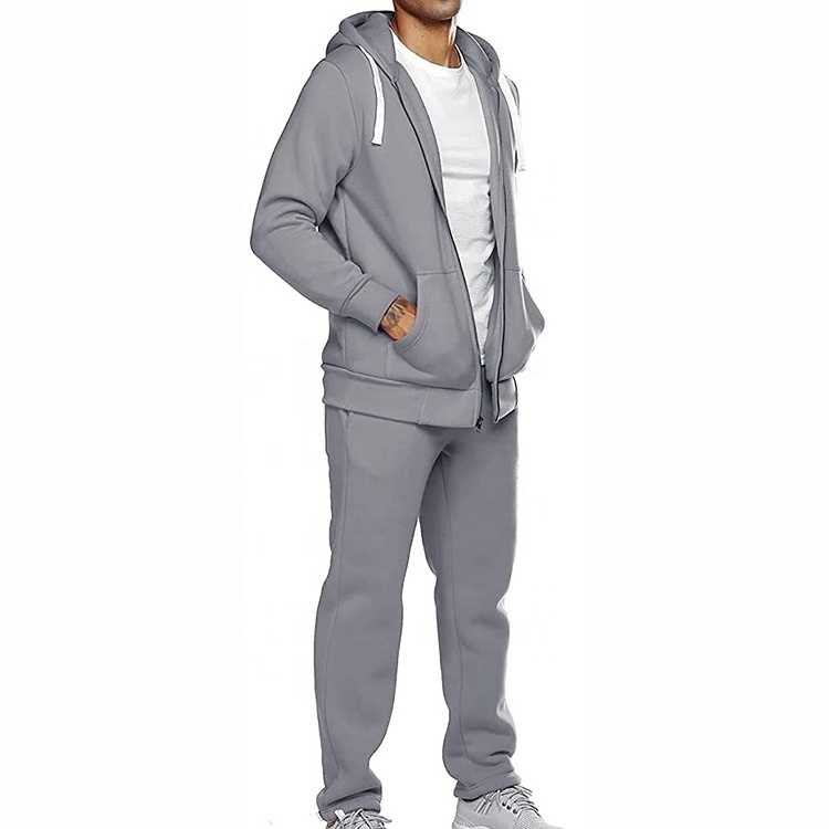 Custom Clothing Manufacturers Wholesale String Blank Tracksuits Cotton And Polyester Zip Up Hood Jogging Sweat Suit